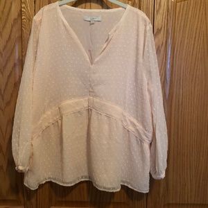 LOFT LIGHT PINK CLIP DOT BLOUSE TOP SZ XL OR 16